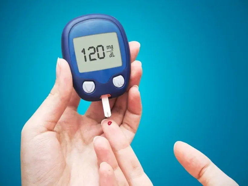 Woman doing blood sugar test
